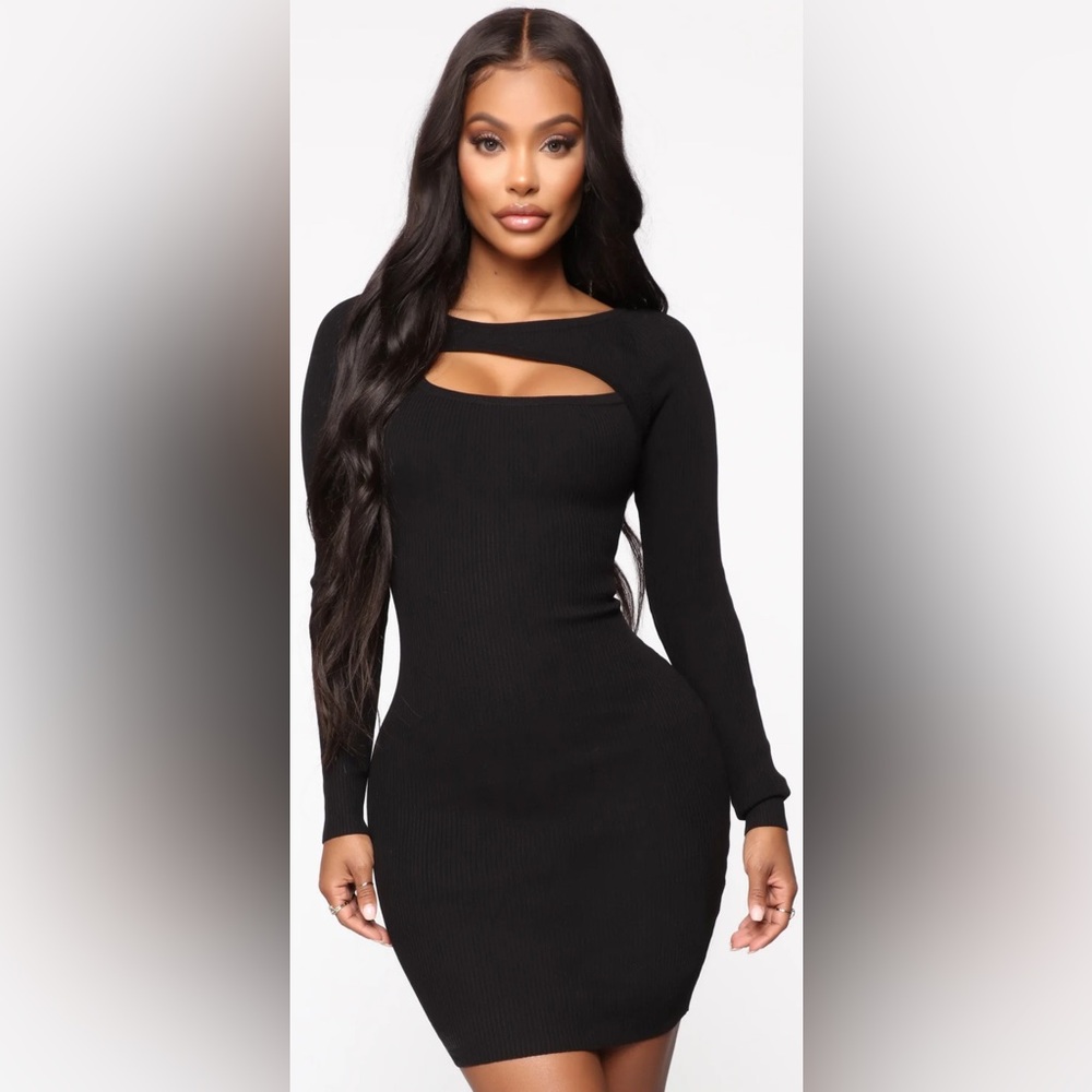Fashion Nova Black Ribbed Mini Dress
